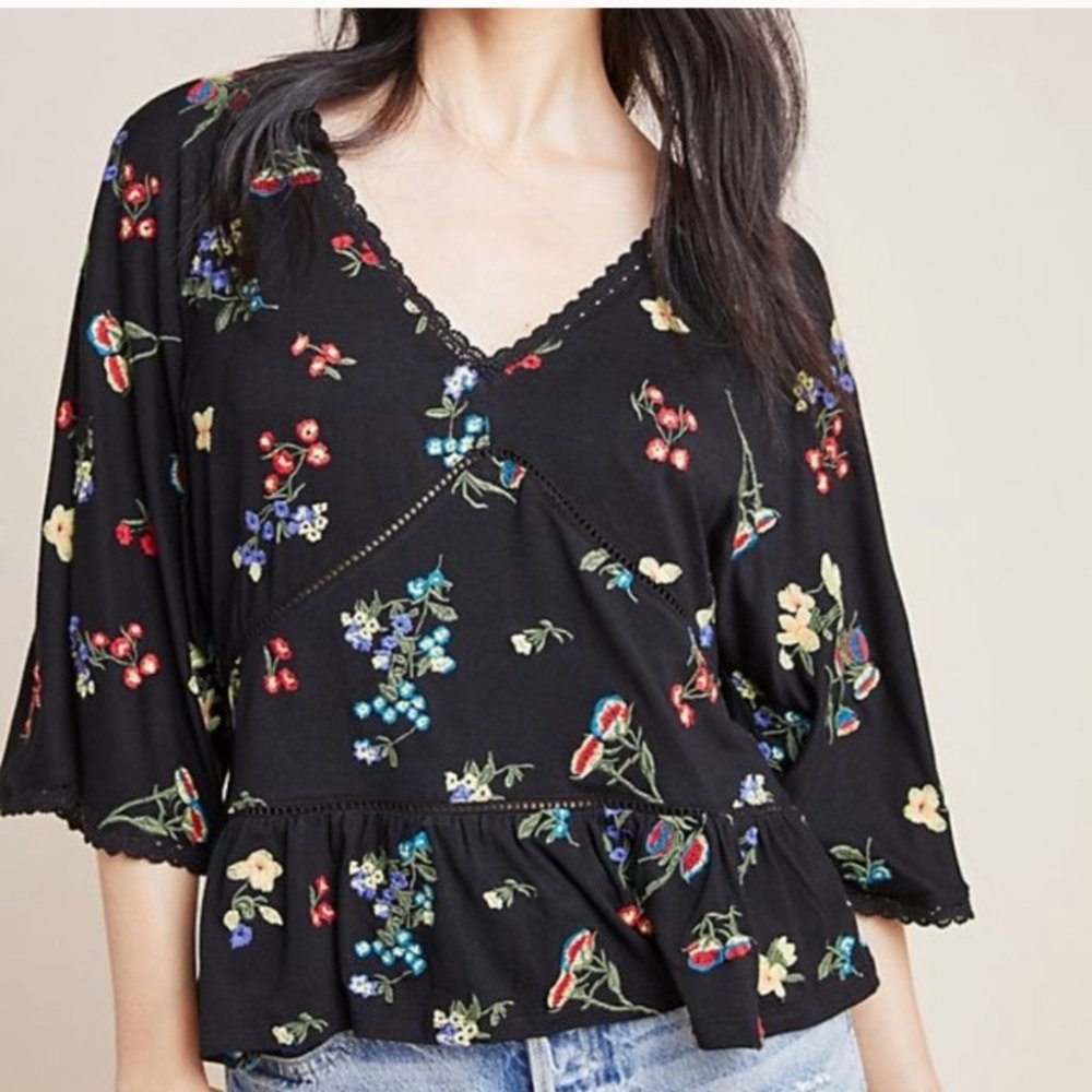 Anthropologie Embroidered Top